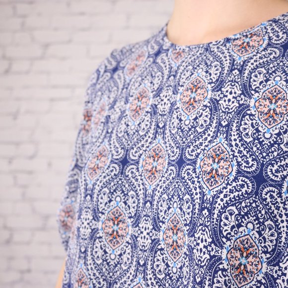 Anthropologie W5 blue paisley high low blouse - Picture 6 of 9
